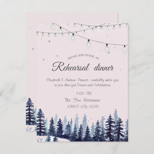 Waldland, Wald, Pinienbäume Probe Abendessen Einladung (Vorne/Hinten)