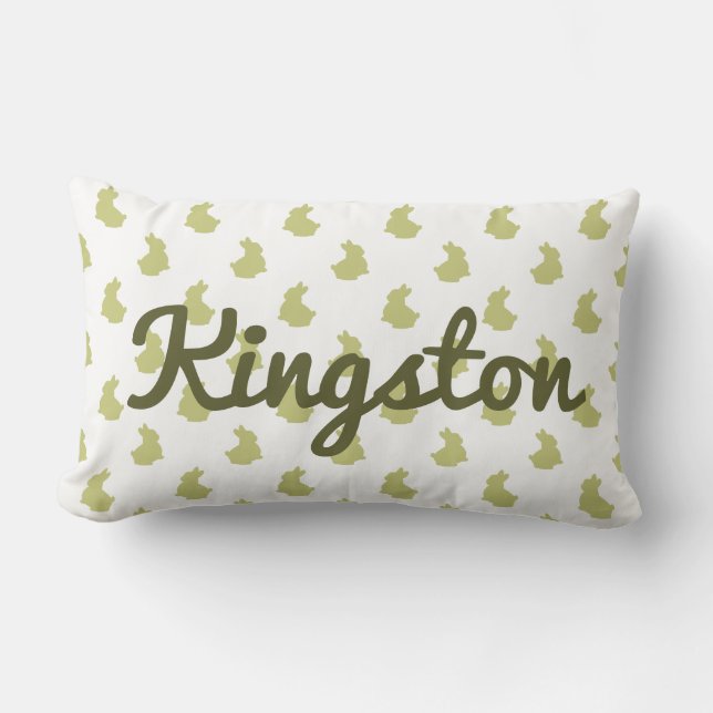 Waldland Weißes und Olivenöl Bunny Kinderzimmer Lendenkissen (Vorderseite)