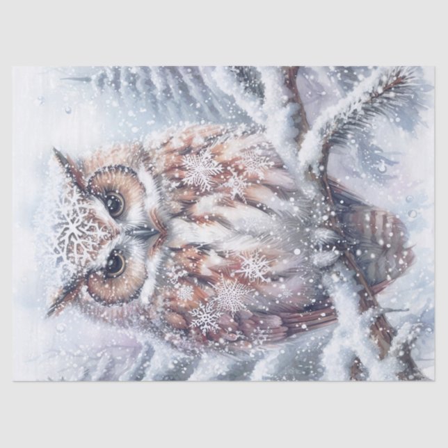 Waldland Winter Owl Seidenpapier (Vorderseite)