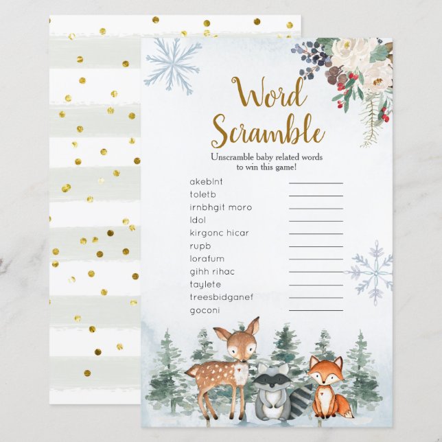 Waldland Winter Tierwald Word Scramble (Vorne/Hinten)