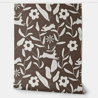 Waldland-Wunderland auf textilbraunem Braun Tapete