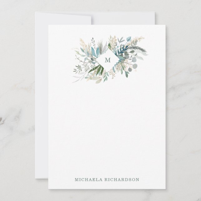 Wäldlandblättern mit Monogramm Mitteilungskarte (Vorderseite)