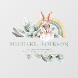 Waldlandgrün | Baby Bunny Kinderzimmer Monogram Wandaufkleber