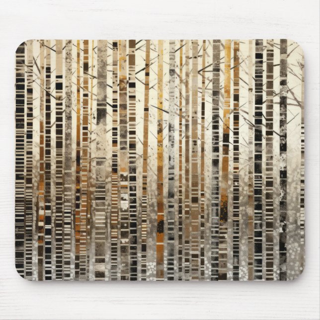 Waldlandschaft Art Deco Malerisches Mosaik Mousepad (Vorne)