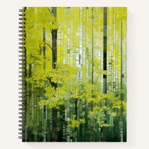 Waldlandschaft Art Deco Malerisches Mosaik Notizbuch