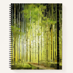 Waldlandschaft Art Deco Malerisches Mosaik Notizbuch