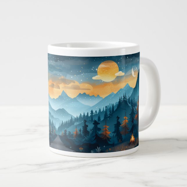 Waldlandschaft, Camping mit Bäumen und Jumbo-Tasse (Vorderseite Rechts)