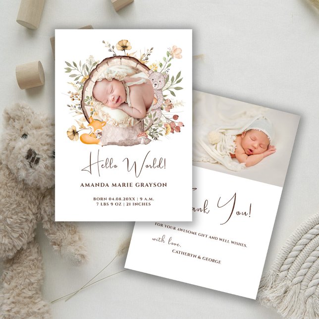 Waldlandschaft Danke Foto Geburtserklärung Einladung (Von Creator hochgeladen)