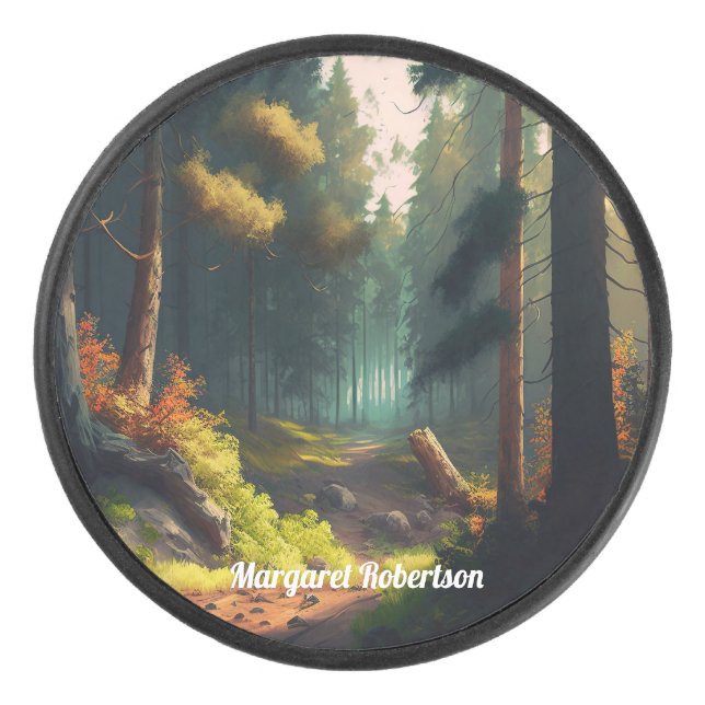 Waldlandschaft Eishockey Puck (Vorderseite)