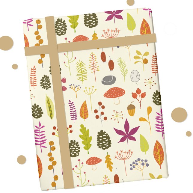 Waldlandschaft Geschenkpapier (Autumn nature leaf pattern gift wrap paper roll)