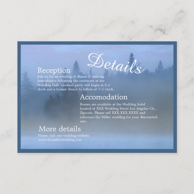 Waldlandschaft Hochzeitsnadel Begleitkarte (Vorderseite)