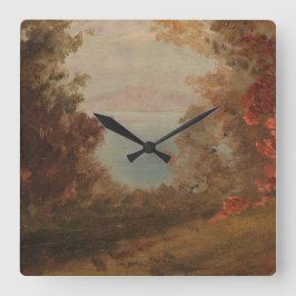 Waldlandschaft im Herbst Hudson oder Maine 1860 Ar Quadratische Wanduhr