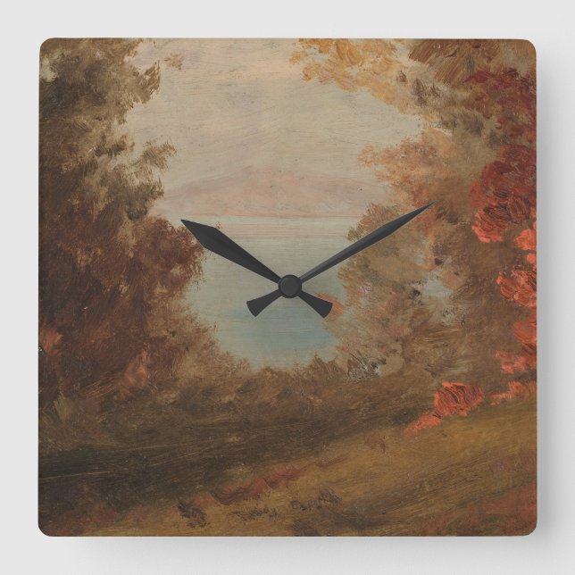 Waldlandschaft im Herbst Hudson oder Maine 1860 Ar Quadratische Wanduhr (Vorderseite)