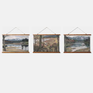 Waldlandschaft im Herbst Hudson oder Maine 1860 Ar Wandteppich Mit Holzrahmen