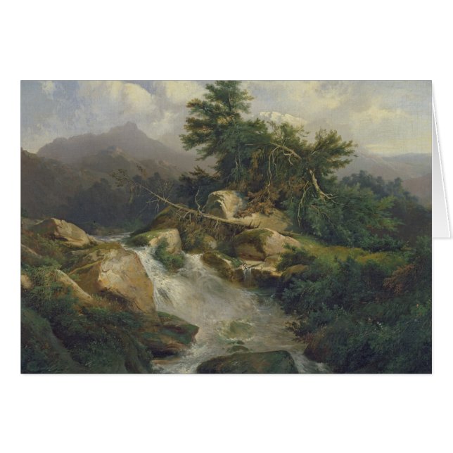 Waldlandschaft mit Wasserfall (Vorderseite (Horizontal))