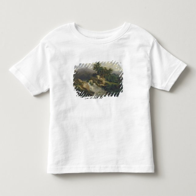 Waldlandschaft mit Wasserfall Kleinkind T-shirt (Vorderseite)