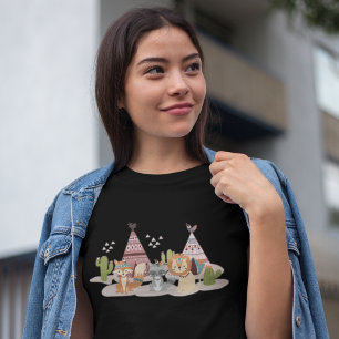 Waldlandschaft-Stammesmuster der amerikanischen Ur T-Shirt