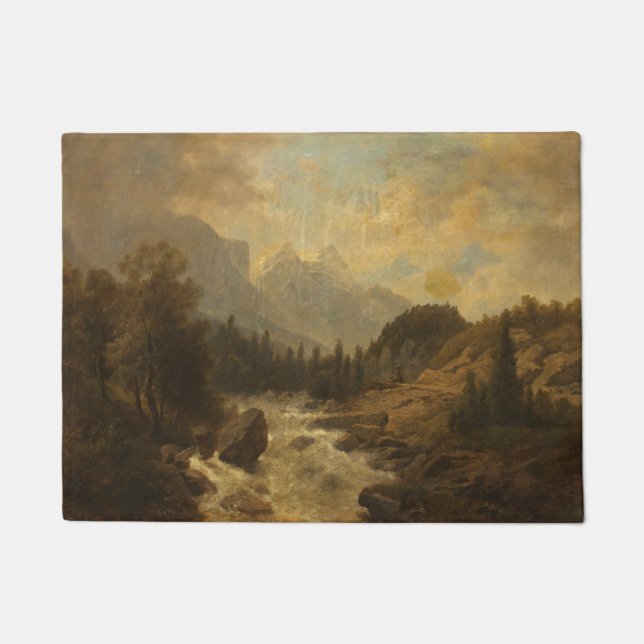 Waldlandschaft Szene (von Josef Kriehuber) Fußmatte (Vorderseite)