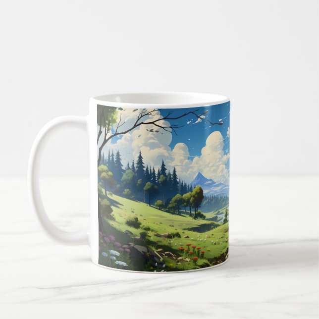 Waldlandschaft während der Frühjahrszeit Kaffeetasse (Links)