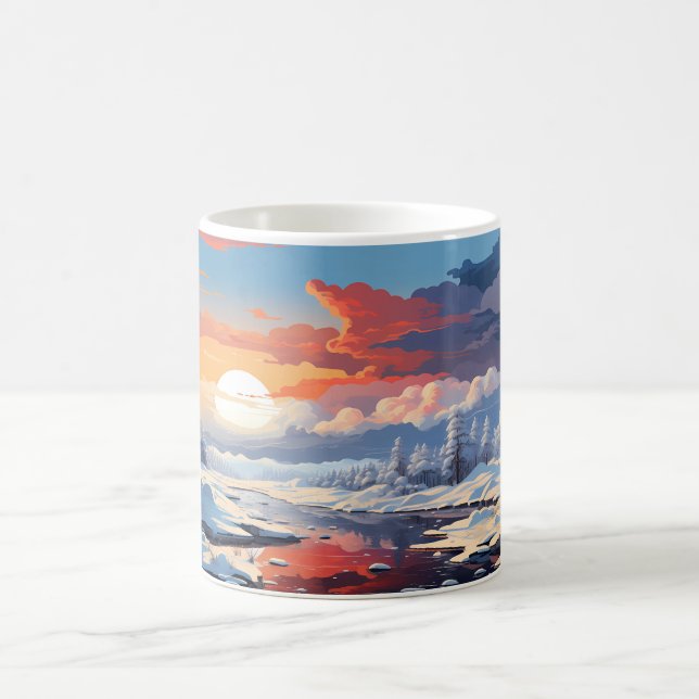 Waldlandschaft während der Wintersaison Kaffeetasse (Mittel)