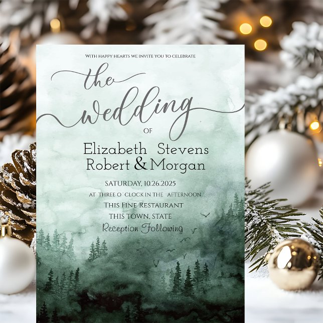 Waldlandschaft, Waldgrüne Hochzeit Einladung (Von Creator hochgeladen)