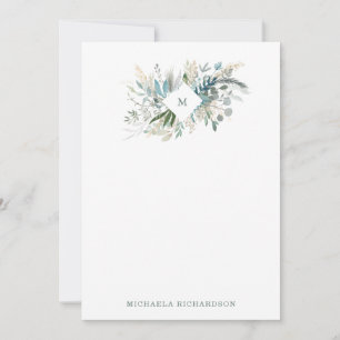 Waldlaub mit Monogramm Mitteilungskarte