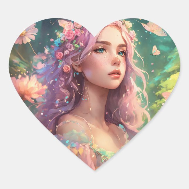 Waldlichter Herbst Herz-Aufkleber (Vorderseite)