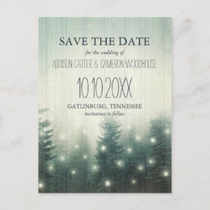 Waldlichter Rustikal Save the Date Ankündigungspostkarte