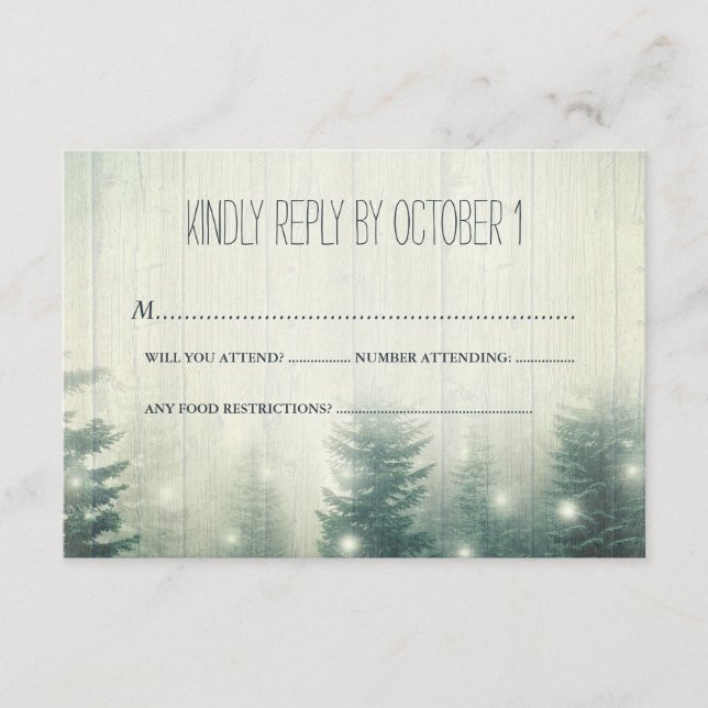 Waldlichter | Rustikale Hochzeit | UAWG | RSVP Karte (Vorderseite)