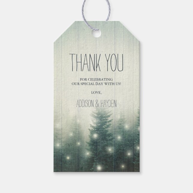 Waldlichter | Rustikaler Dank Geschenkanhänger (Vorderseite)