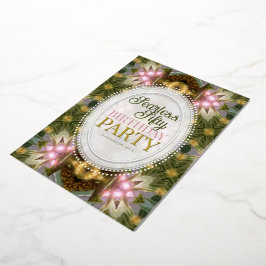 Waldmagie Grün Gold Rosa Party Folieneinladung