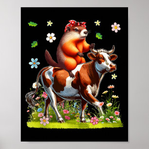 Waldmurmeltiefe Reitkuh Landwirt Liebhaber Kinder  Poster