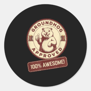 Waldmurmeltier-Approved 100% Awesome Lustig Vintag Runder Aufkleber