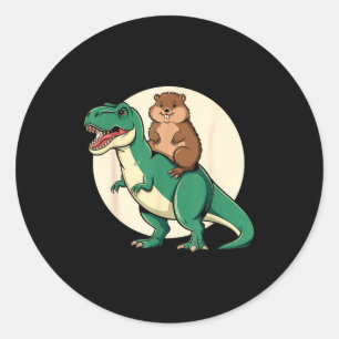 Waldmurmeltier Dinosaurier T-Rex Lustiger Humor Ti Runder Aufkleber