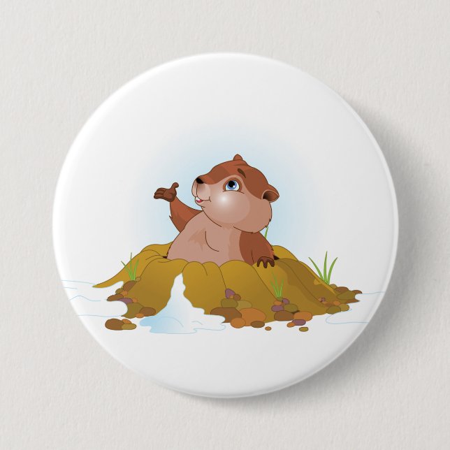 Waldmurmeltier-Knopf Button (Vorderseite)