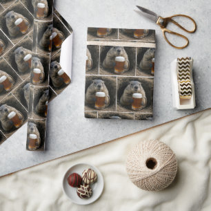 Waldmurmeltier mit Bierkrug Geschenkpapier
