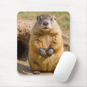 Waldmurmeltier mit Handschellen Mousepad