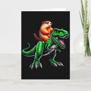 Waldmurmeltier Reitet T-Rex Kostüm Familie Kinder Karte