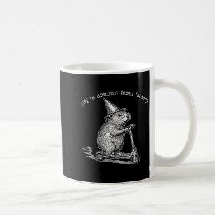 Waldmurmeltier-Scooter macht sich auf, um Mutter z Kaffeetasse