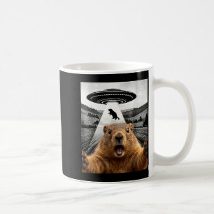 Waldmurmeltier-Selfie mit Alien-Ufo-Humor Männer F Kaffeetasse