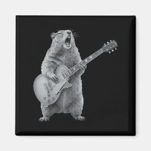 Waldmurmeltier spielt Gitarre Rock Frohen Waldmurm Magnet