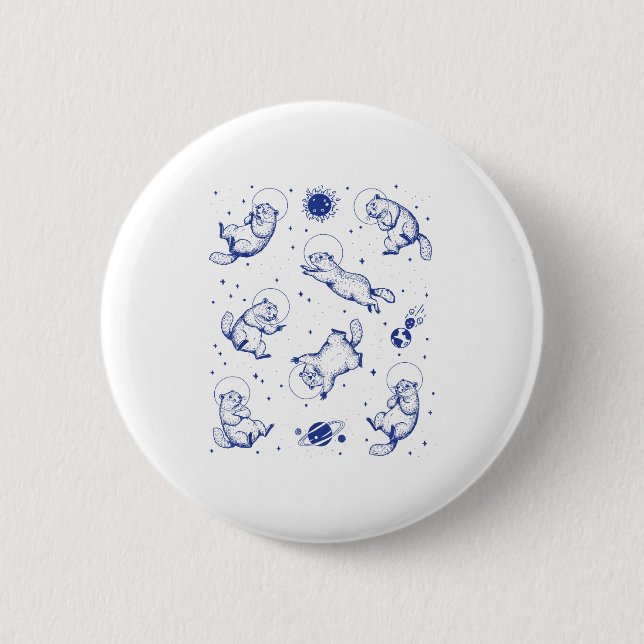 Waldmurmeltiere Astronaut Im Weltraum Lustig Retro Button (Vorderseite)