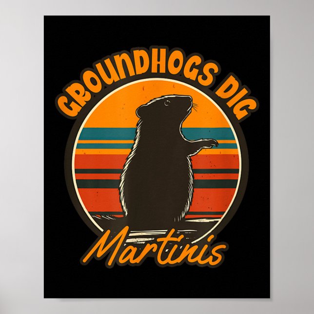 Waldmurmeltiere und Martinis - Lustige Retro-Waldm Poster (Vorne)