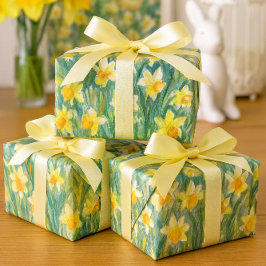 Waldnarzissen und Blüten des Rotknospen-Wasserfarb Geschenkpapier Set