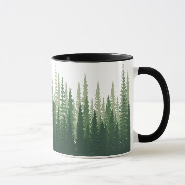 Waldpanorama Blick Pinien Fichtenlandschaft Tasse (Rechts)