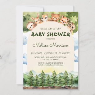 Waldparadies Forest Baby Boy Dusche Einladung