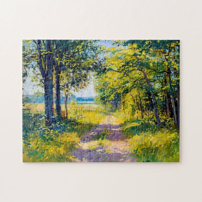 Waldpfad in goldener Sommerluft Puzzle (Horizontal)