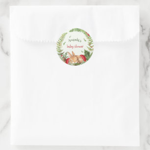 Waldpilz flauschiger Hase Baby Shower Runder Aufkleber