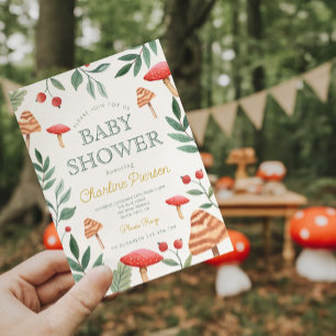 Waldpilz Kinderdusche Einladung