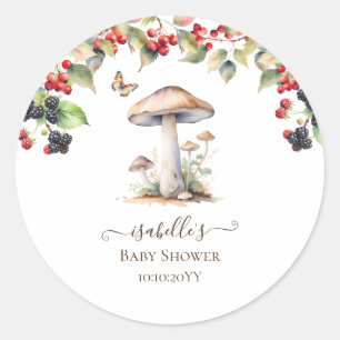 Waldpilz & Pilz Herbst-Baby-Party  Runder Aufkleber